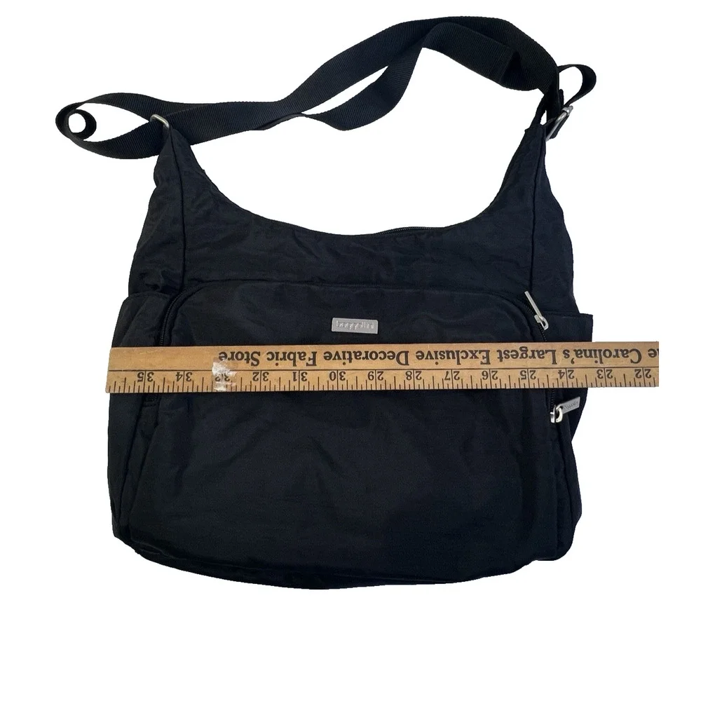 baggallini Shoulder Bag Black Travel Crossbody Organization Wipable Minimalist